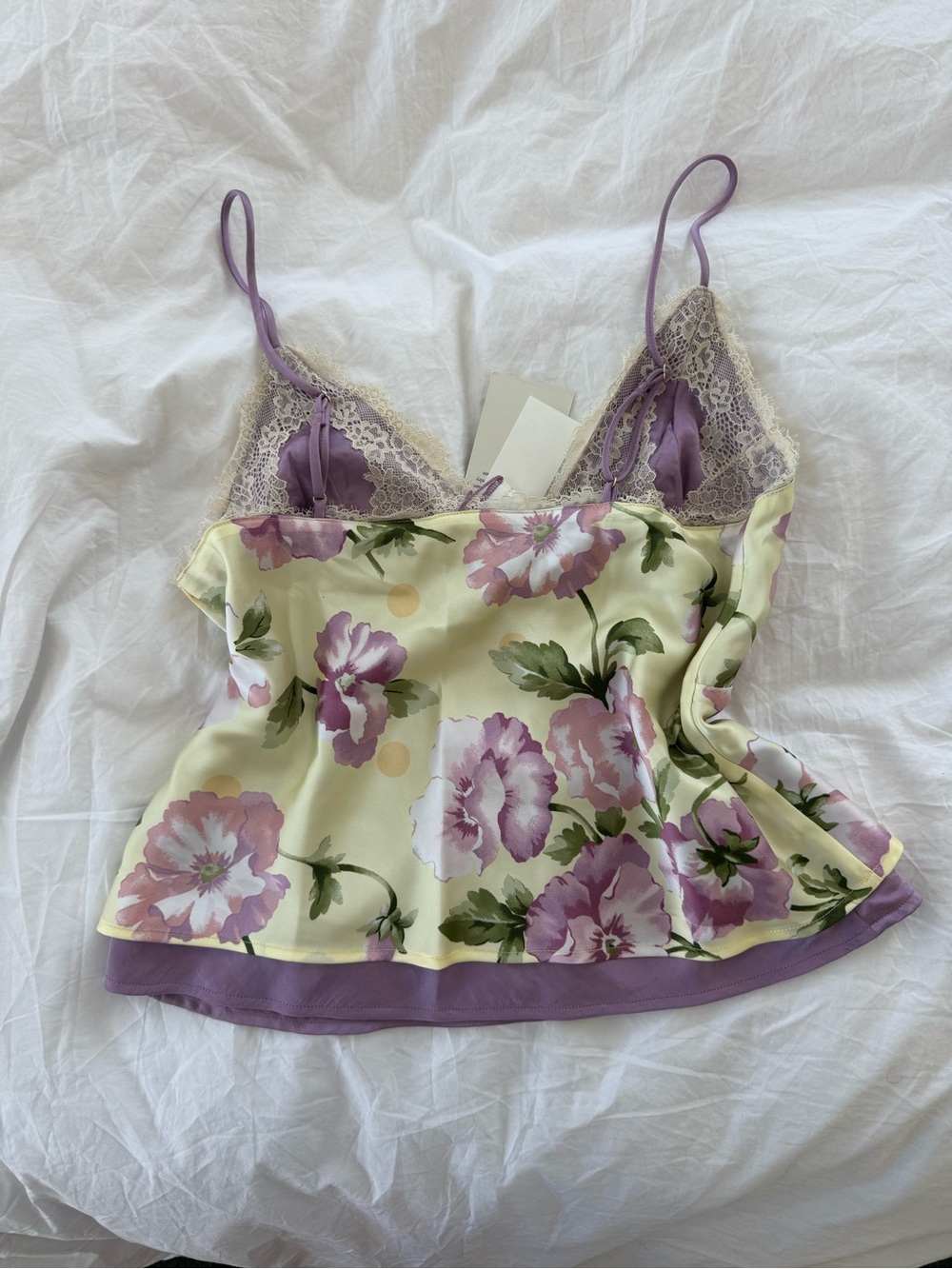 Abercrombie & Fitch Floral Satin Cami in Lavender and Cream - Picture 2 of 4
